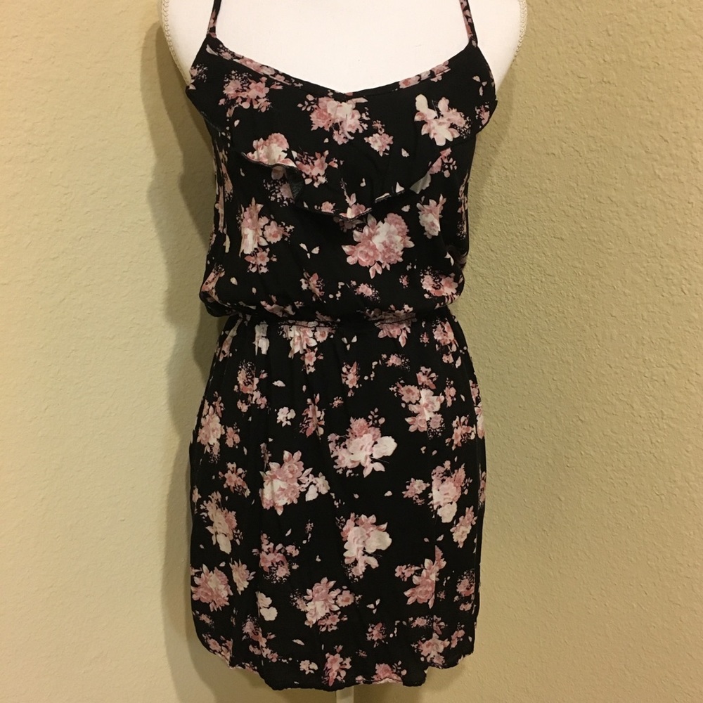 Garage Floral Black & Pink Dress Size M